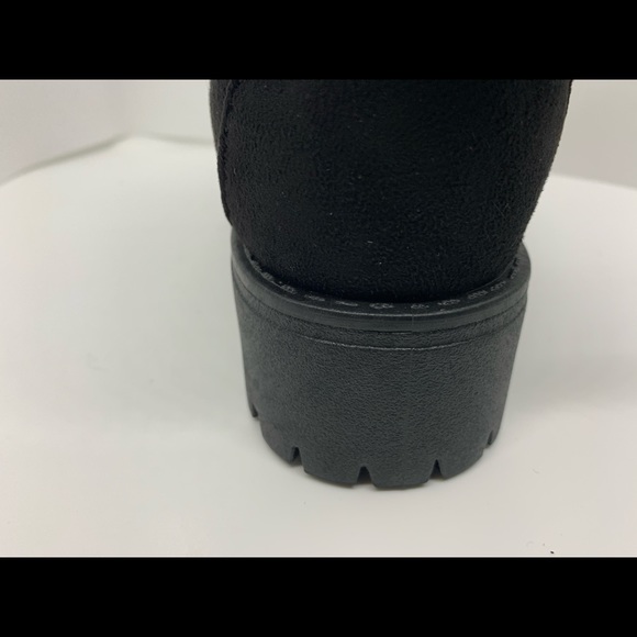 flip down furry faux suede lace boots black - Picture 8 of 11